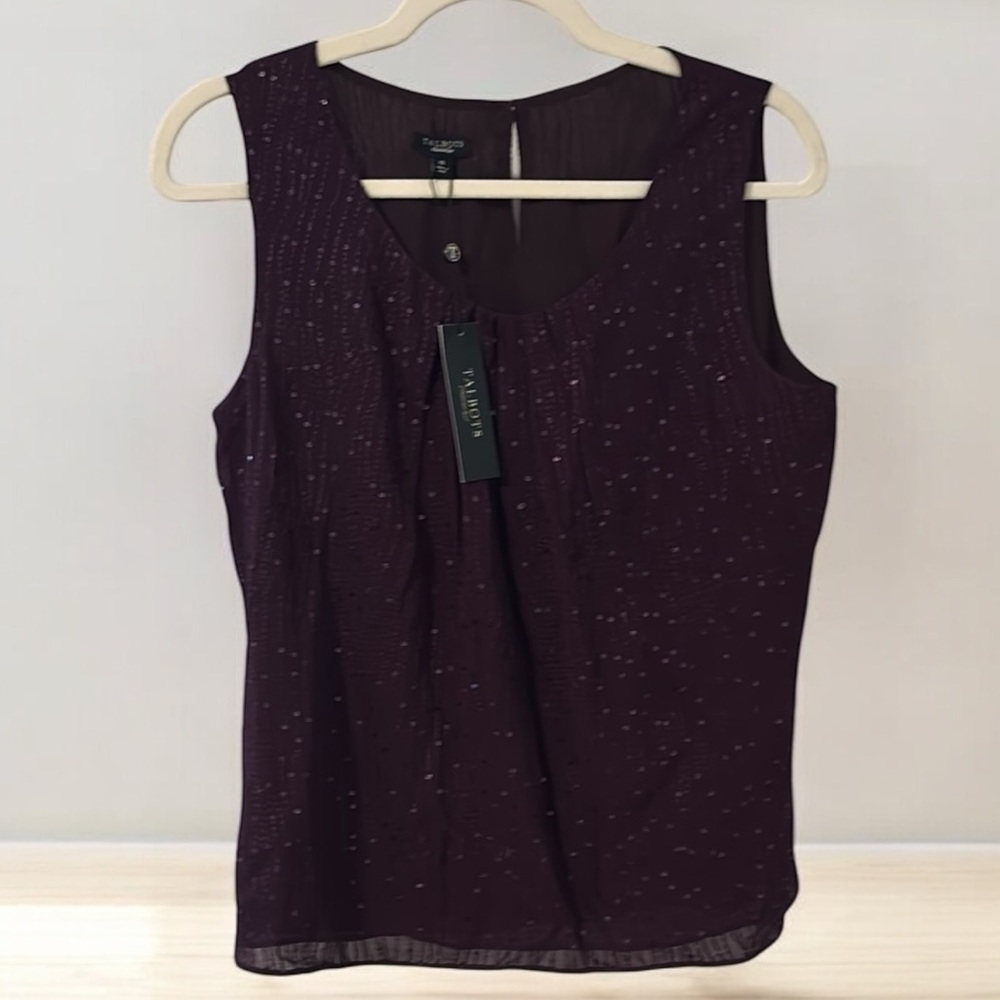 NWT Talbots Purple Sequined Sleeveless Tank Top sz 10